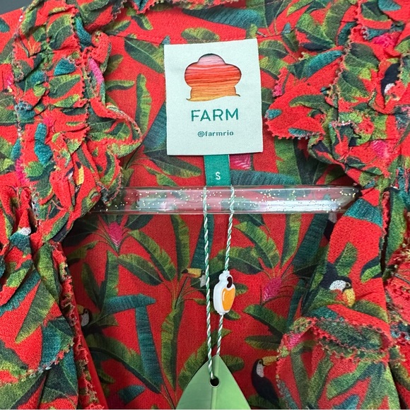 FARM Rio Red and Green Floral Mini Dress - Picture 2 of 3